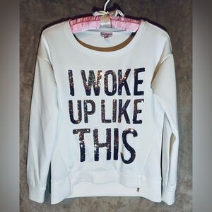 Juicy Couture “I Woke Up Like This” Sequin Sweatshirt – Size S